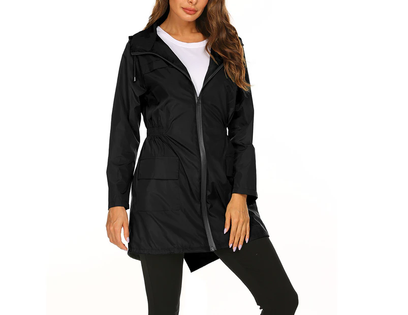 ICB Women's Midi-Length Rain Jacket - Black