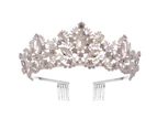 Tiara and Crown for Women Crystal Queen Crowns with Comb Rhinestones Headband for Girls Wedding,Silver