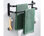 Bathroom Towel Rack Black Wall Mounted Towel Rails For Shower Kitchen Waterproof Door Rods With Double Hooks