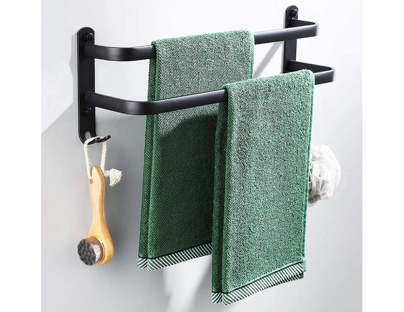 Bathroom Towel Rack Black Wall Mounted Towel Rails For Shower Kitchen Waterproof Door Rods With Double Hooks