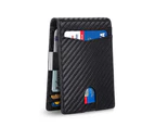 Men Wallet Passport 12 Card Holder Money Clip RFID Bifold Leather Slots Pocket-Black