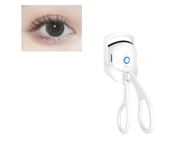 Eyelash Curler  Portable USB Electric  Heated Comb Eye  Lash Perm Long Lasting Eyelashes Curls Thermal Eyelash Curler Makeup Tools - White