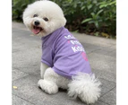 ishuif Pet Vest Letter Printing Soft Comfortable Wear Round Neck Dress Up Cute Summer Cat Dog T-shirt Blouse Home Supply-M Purple