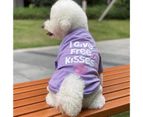 ishuif Pet Vest Letter Printing Soft Comfortable Wear Round Neck Dress Up Cute Summer Cat Dog T-shirt Blouse Home Supply-M Purple