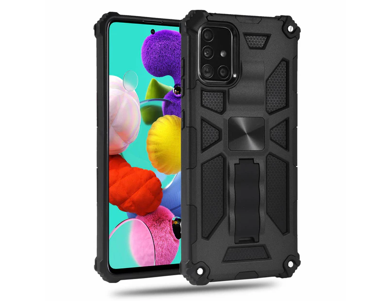 For Samsung Galaxy A51 Case with Screen Protector A51 Case Heavy Duty Dual Layer Silicone TPU Hard Case (Black)