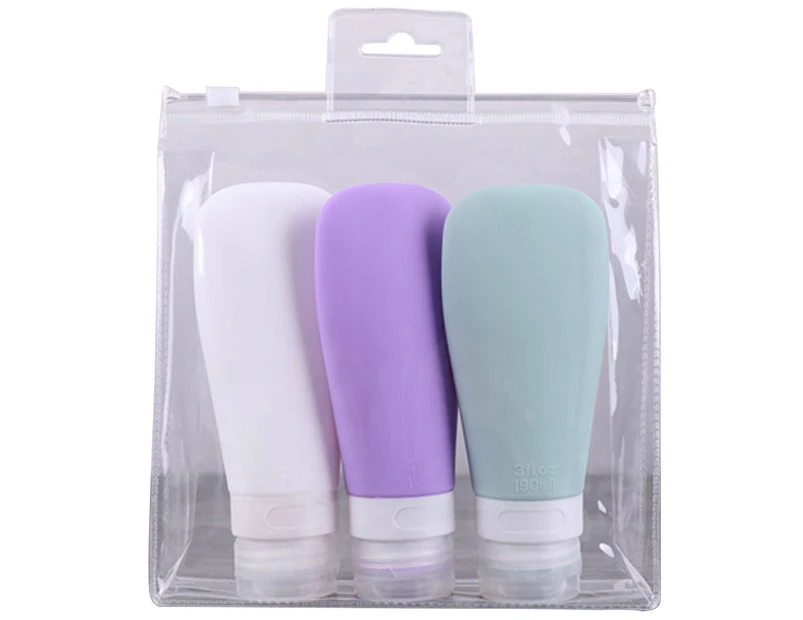 puluofuh 3Pcs 60/90ml Portable Travel Lotion Shampoo Press Bottle Empty Storage Container-2# 90ML