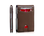 Men Wallet Passport 12 Card Holder Money Clip RFID Bifold Leather Slots Pocket-Brown