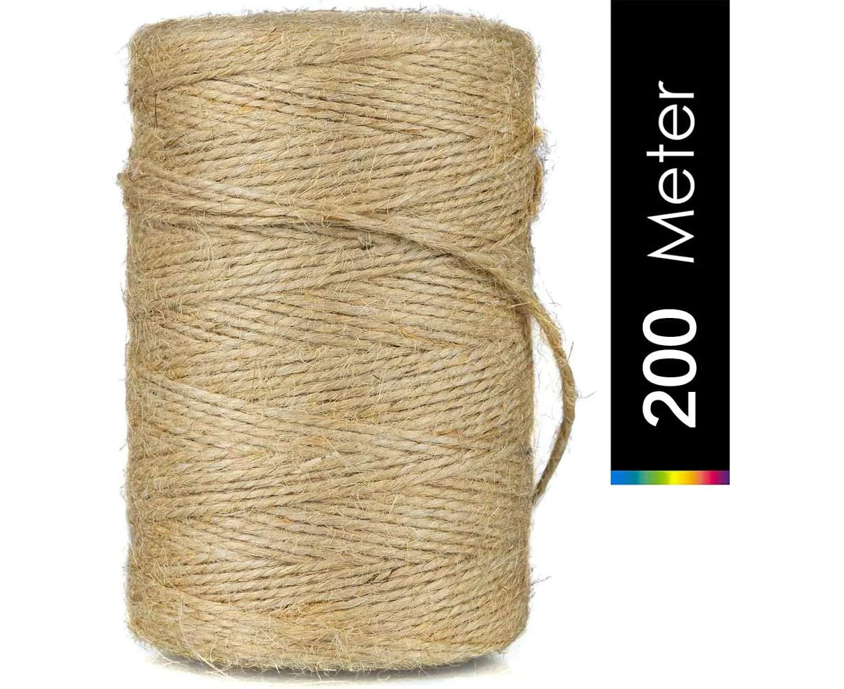 200M 2mm Jute Twine Garden Twine Natural Jute Rope Art Craft Twine For Gardening Home Decoration