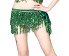 Costume Bay Sequins Tassel Fringe  Green Belly Dance Hip Scarf Waist Belt Dancing Skirt