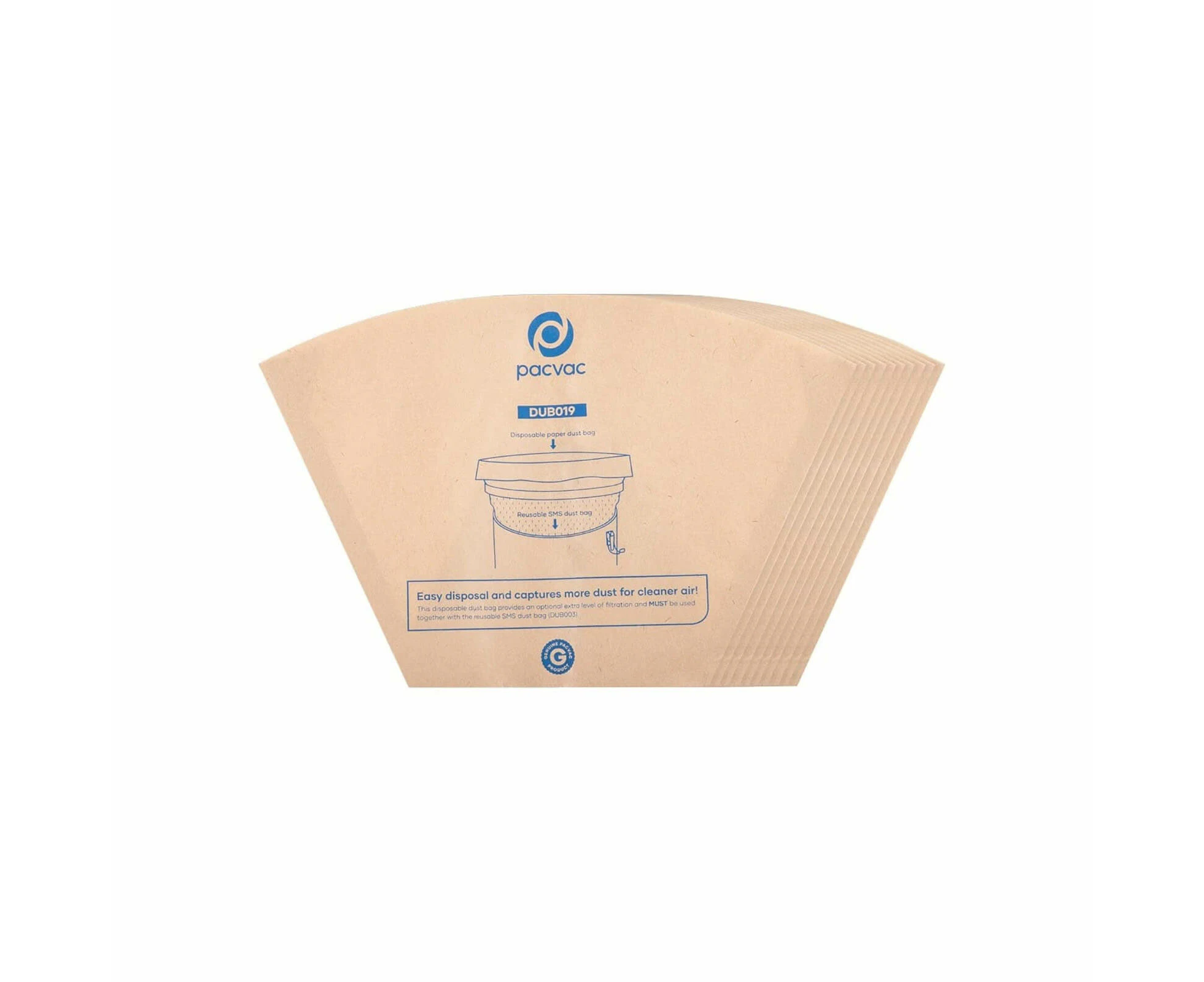 Pacvac 10 x Paper Dust Bag for Superpro 700 Series