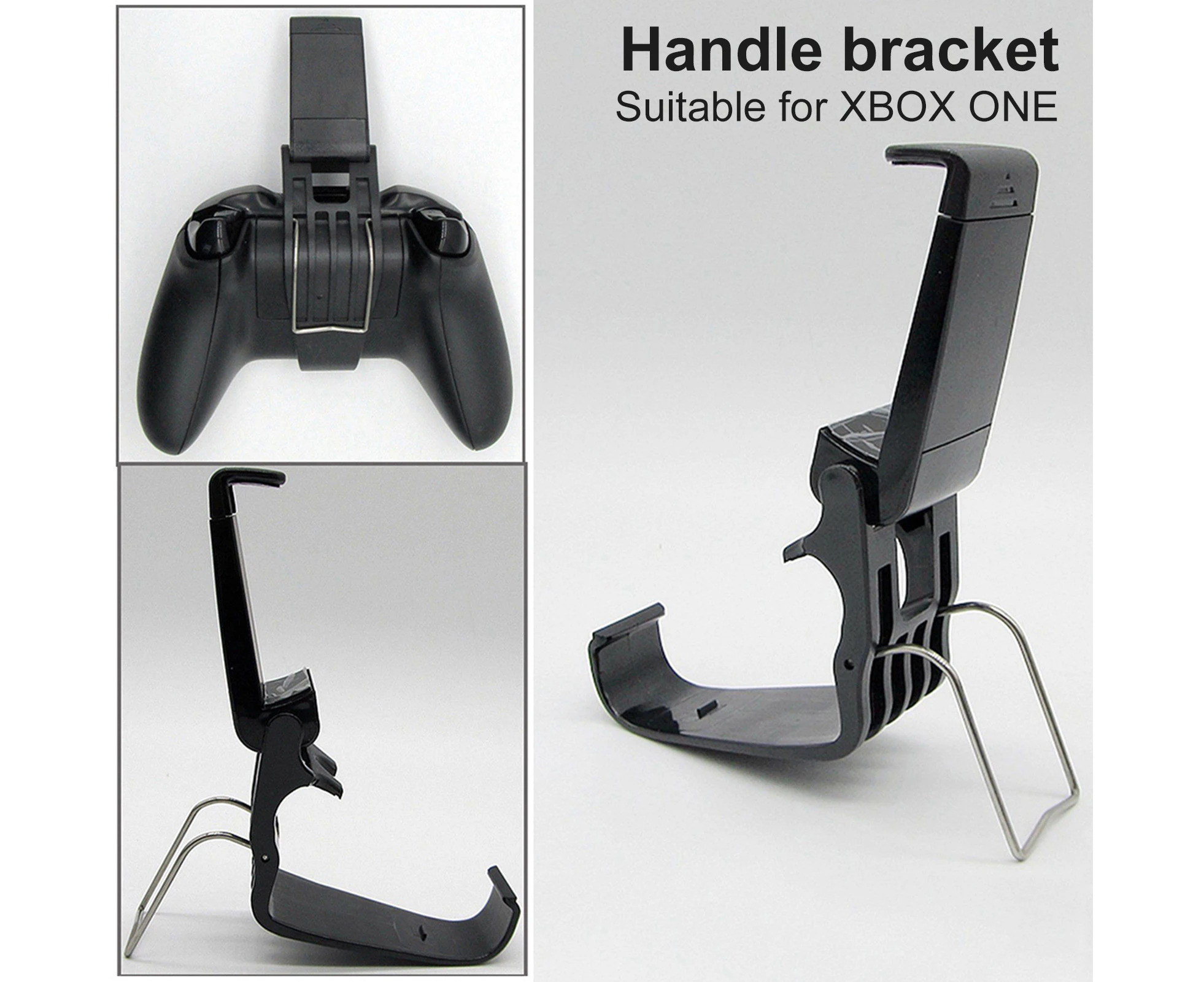 Phone Mount Bracket Clip On Adjustable Angle Plastic Gamepad Controller Clip Holder for Xbox One-Black