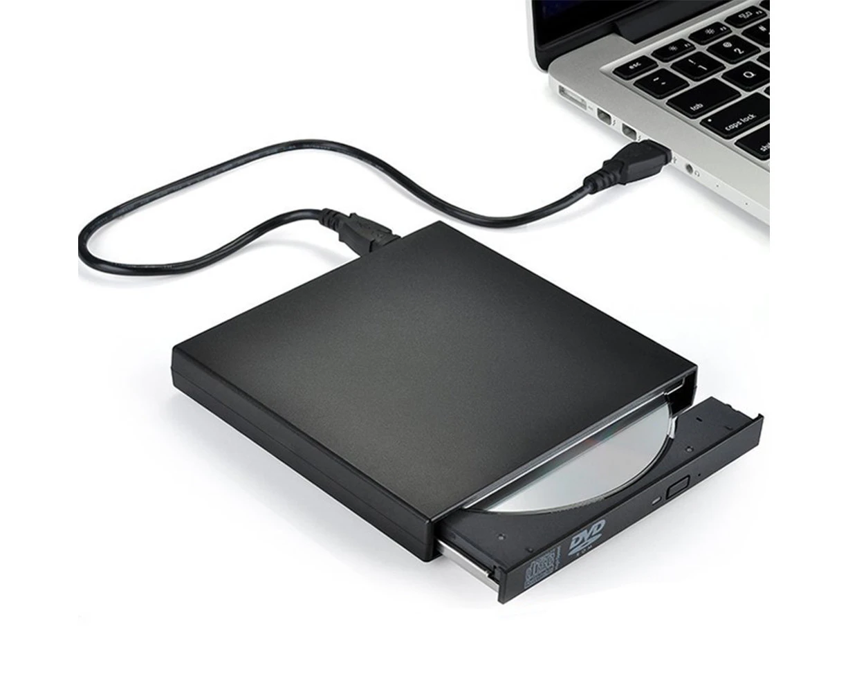 External CD DVD Drive, USB 2.0 Slim Protable External CD-RW Drive DVD-RW Burner Writer Player for Laptop Notebook PC Desktop Computer, Black