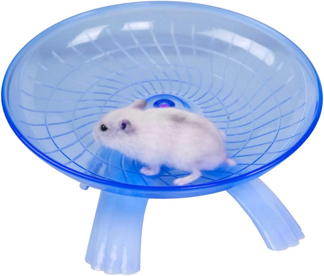 Hamster Flying Saucer Silent Running Exercise Wheel for Gerbil Rat Mouse Hedgehog Small Animals Blue/Pink Optional