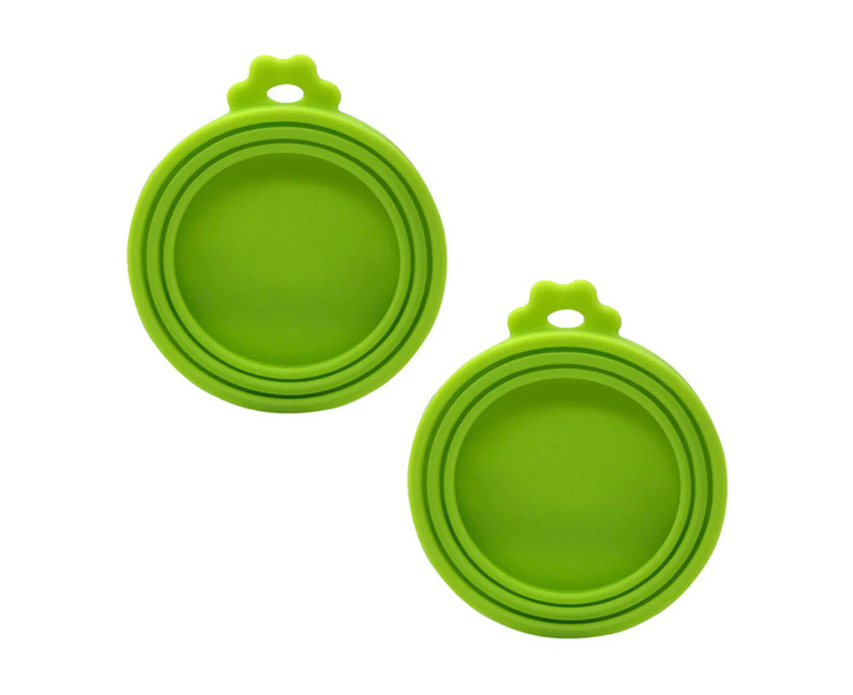 Pet Food Jar Lids, Silicone Dog & Cat Food Jar Lids, Universal Size Fits Small, Medium & Large Jars 2 Pack - Green