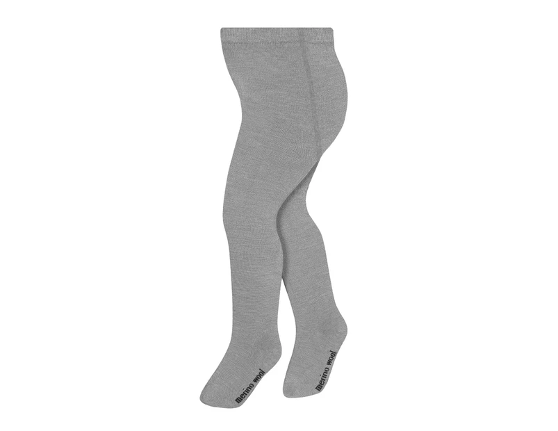 1 Pair Kids Merino Wool Tights for Winter | Steven | Ribbed Design Cosy Warm Tights for Girls - Light Grey - Light Grey