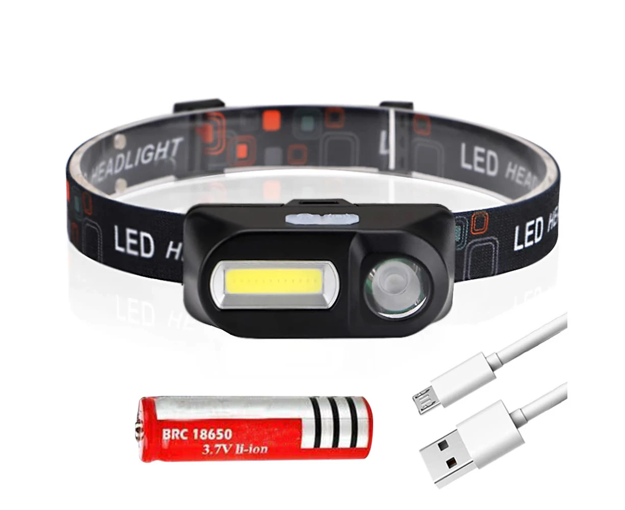 Waterproof Headlight Super Bright Head Torch LED USB Rechargeable Headlamp Fish