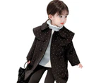 Dadawen Girls Woolen Dress Coat Kids Warm Jacket Long Sleeve Button Trench 2-8 Years-Black