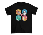 Cute Animal Cartoon Tee Set - Bird Cat Penguin in Rounded Shapes T-Shirt - Clear