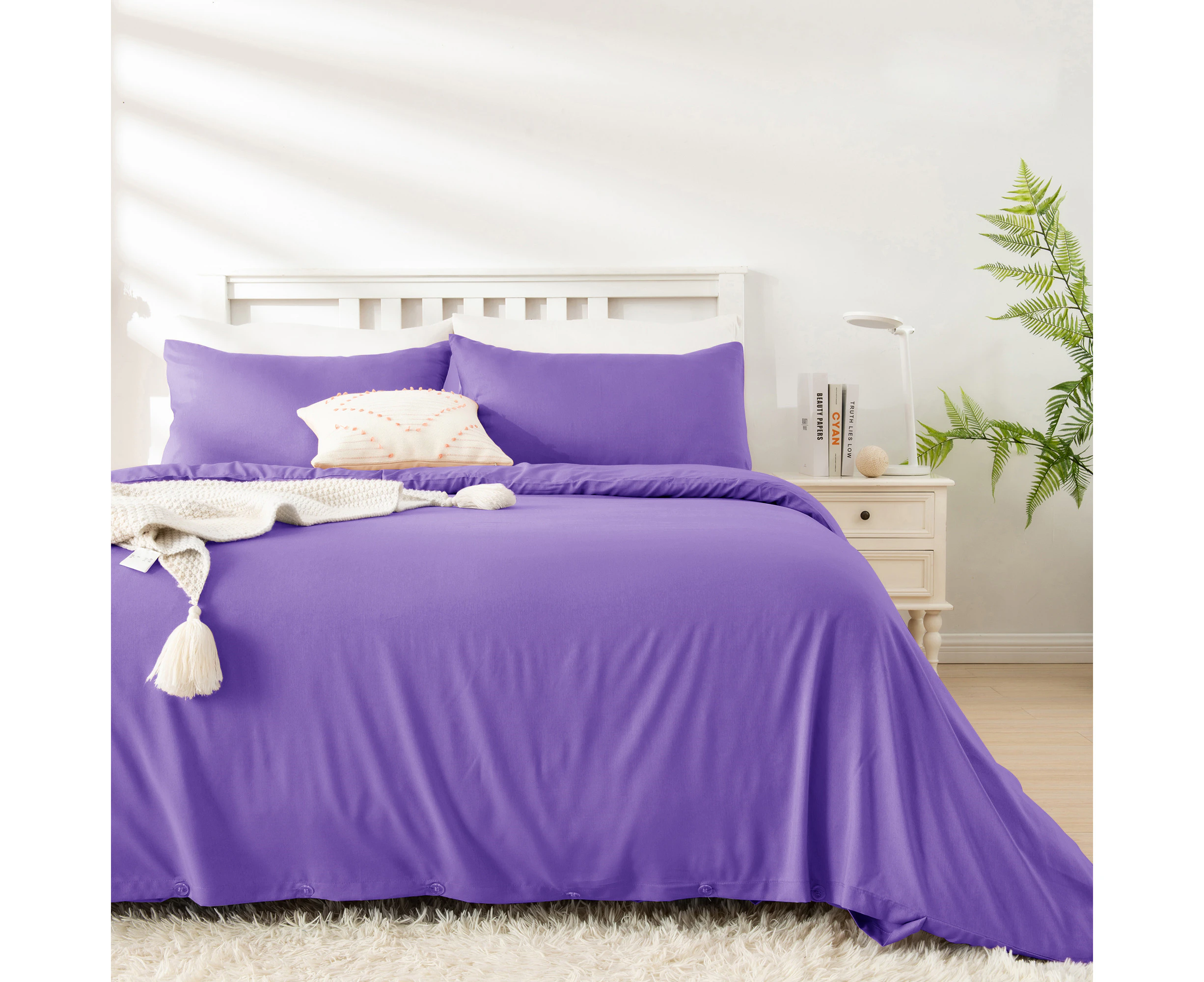 Justlinen-link Perfect Bamboo Blend Quilt Cover Set All Size-Purple