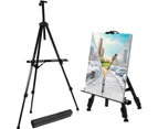 Reinforced Artist Easel Stand, Extra Thick Aluminum Metal Tripod Display Easel 21" To 66" Adjustable Height with Portable Bag for Floor