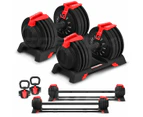 CORTEX Revolock V2 48kg Adjustable Dumbbell Weights + Barbell + Kettlebell All-in-One Set (24kg Pair)