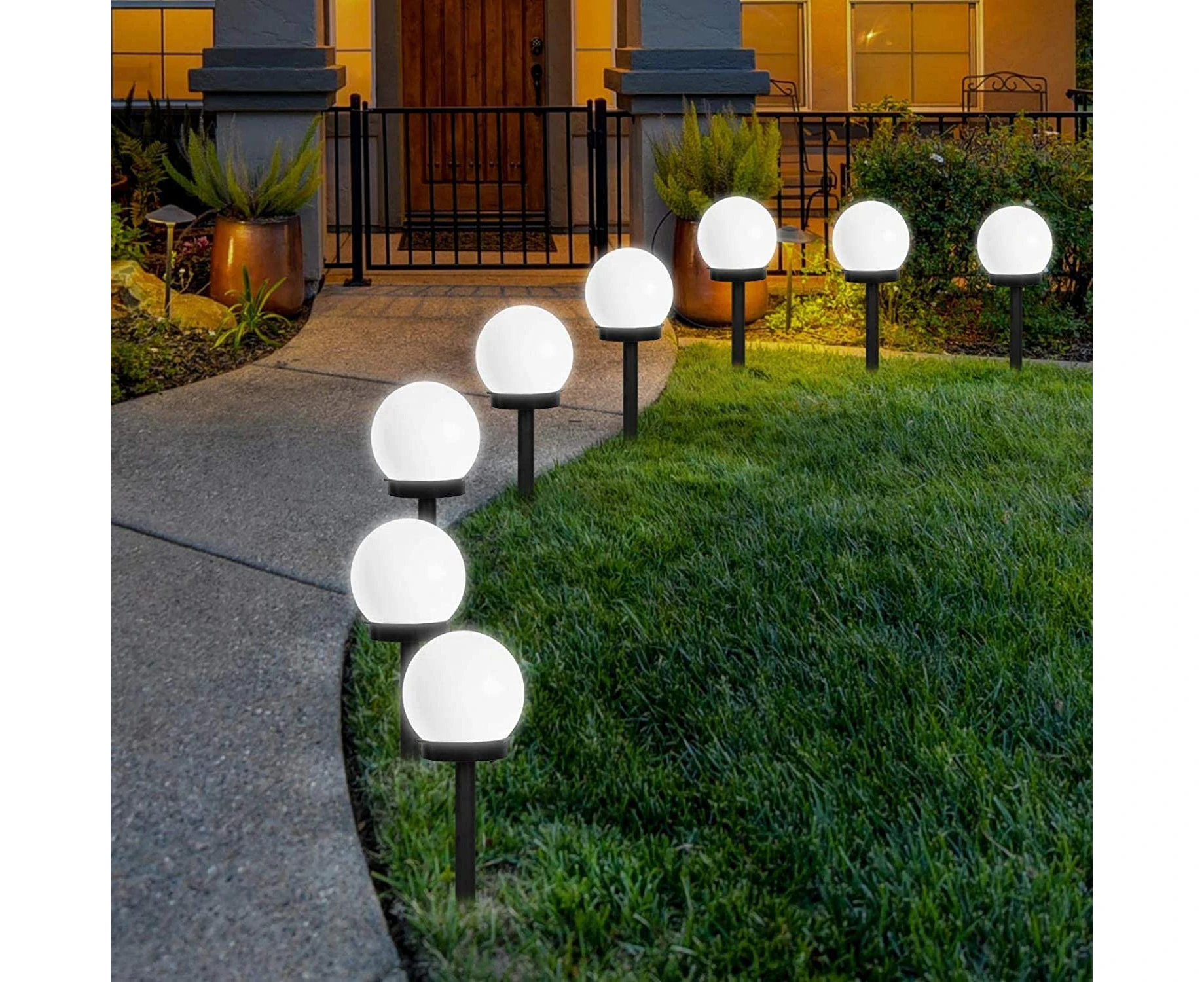 Solar Lights Outdoor, 6 Pack Solar LED Globe Powered Garden Light Waterproof for Yard Patio Walkway Landscape In-Ground Spike Pathway Cool White