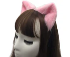 Cat Fox Faux Fur Ears Headband Cute Halloween Fancy Dress  Handmade Animal Furry Ears Hair Hoop,Pink