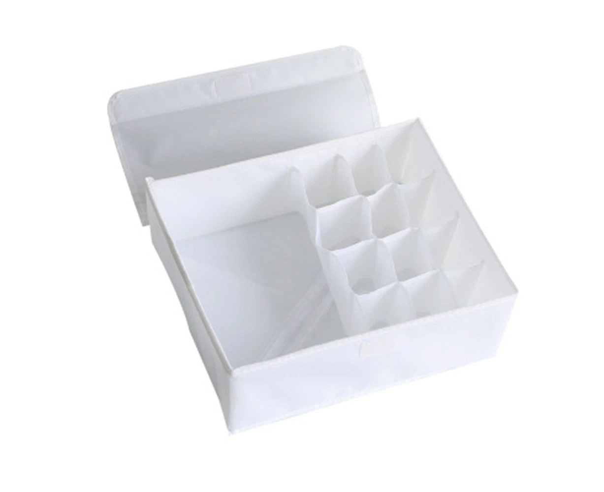 Washable Oxford Cloth Container Underwear Socks Dormitory Storage Box with Lid - White
