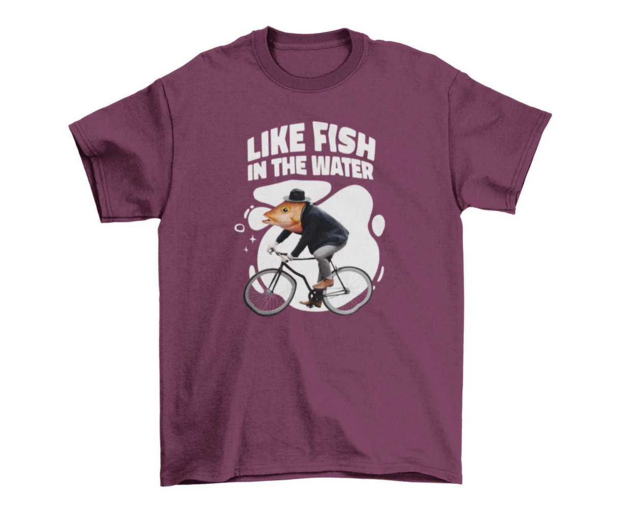 Fish Man Riding Bicycle Tee Shirt for Men and Women T-Shirt - Clear