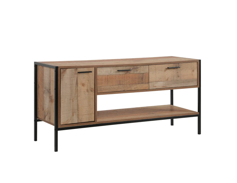 TV Cabinet with 2 Storage Drawers Cabinet Natural Wood Like Particle board Entertainment Unit in Oak colour