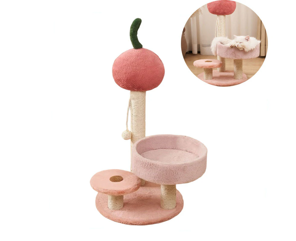 Miserwe Cherry Cat Tree for Indoor Cats Tower Sisal Scratching Post