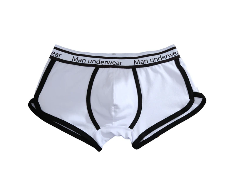 Men Boxers U Convex Breathable Elastic Contrast Color Letter Print Protective Soft No Constraint Male Underpants Male Garment - White