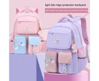 SunnyHouse 6-12 Y Girls Bookbag Cartoon Pattern Large Capacity Portable Smooth Zipper Backpack School Bag for Primary School Students - Pink Dual Layer