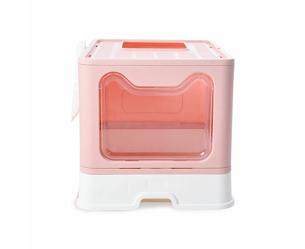 Cat Litter Box Fully Enclosed Tray Hooded Foldable Refills Kitty Toilet