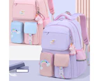 SunnyHouse 6-12 Y Girls Bookbag Cartoon Pattern Large Capacity Portable Smooth Zipper Backpack School Bag for Primary School Students - Pink Dual Layer