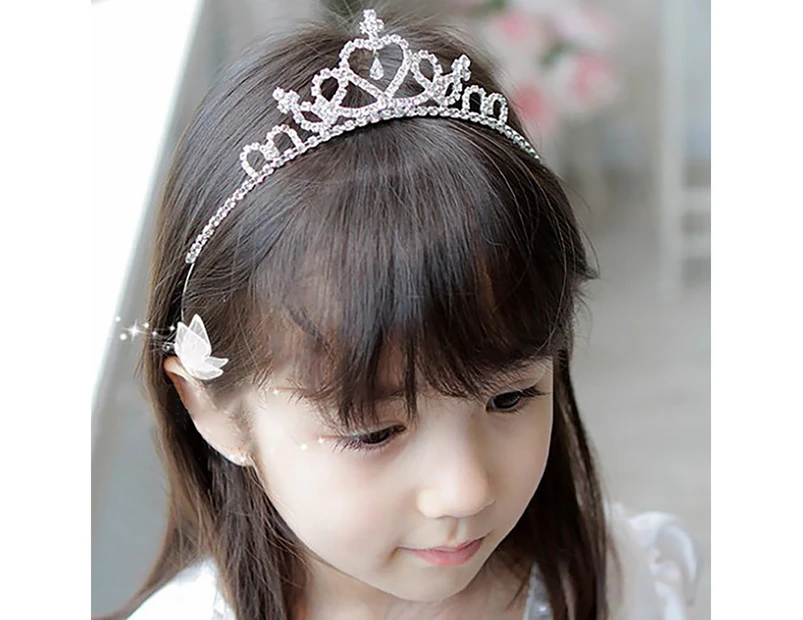 puluofuh Kid Girls Elegant Heart Rhinestone Embedded Bridal Princess Tiara Crown Headband