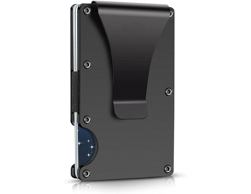New Version Minimalist Wallet - Slim RFID Blocking Aluminum Card Holder with Money Clip