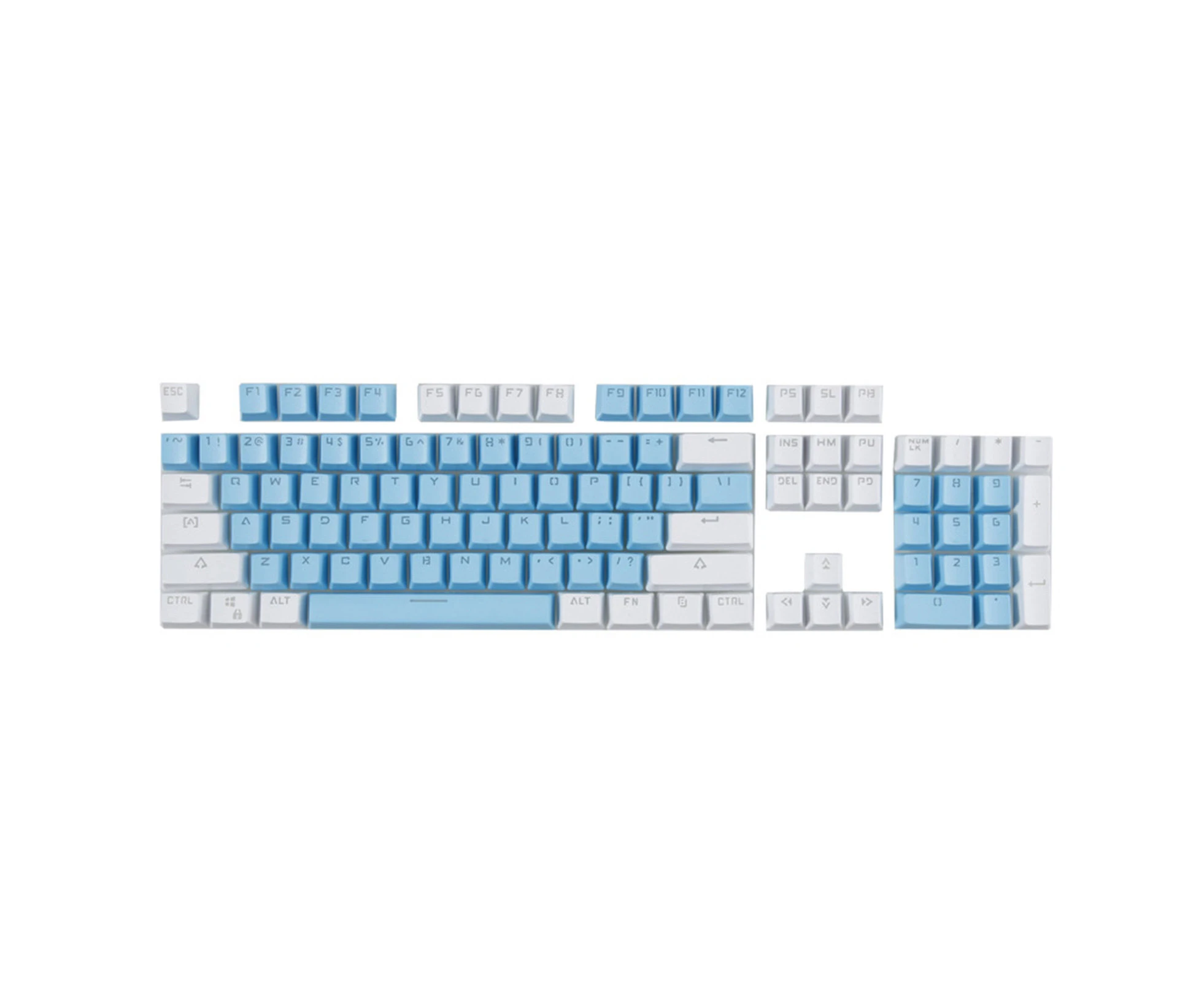 jgl 1 Set Keycap Anti-slip Doubleshot Injection Keyboard Accessories Plastic Mechanical Gaming Key Caps for Office Keyboard-Blue White - Blue White