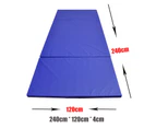 Large 240cm X 120cm X 4cm Gymnastics Folding Gym Exercise Yoga Mat - Blue