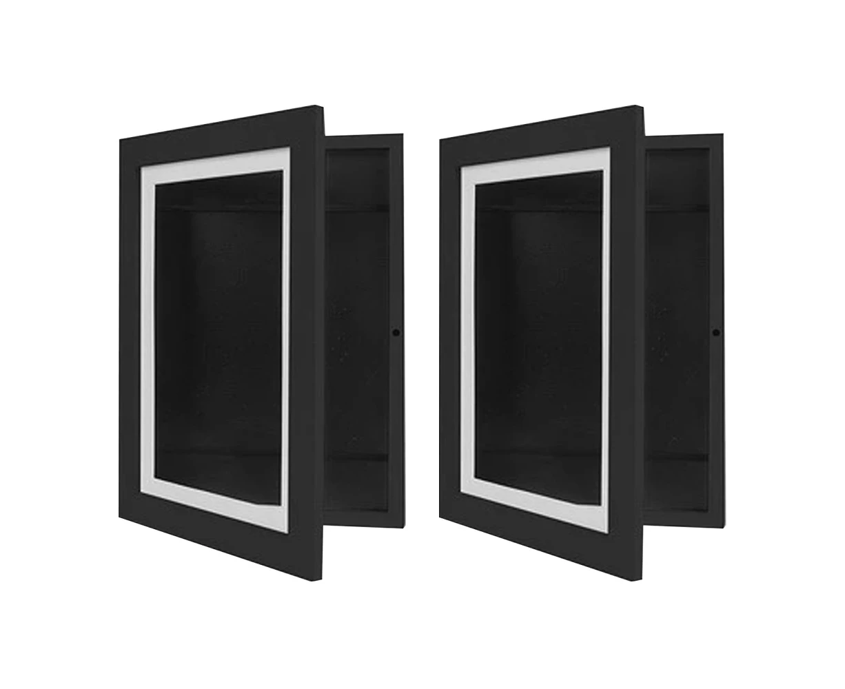 Biwiti 2pcs Kids Art Frames Wooden Artwork Display Holds up to 150 Sheets of A4 Paper -Black