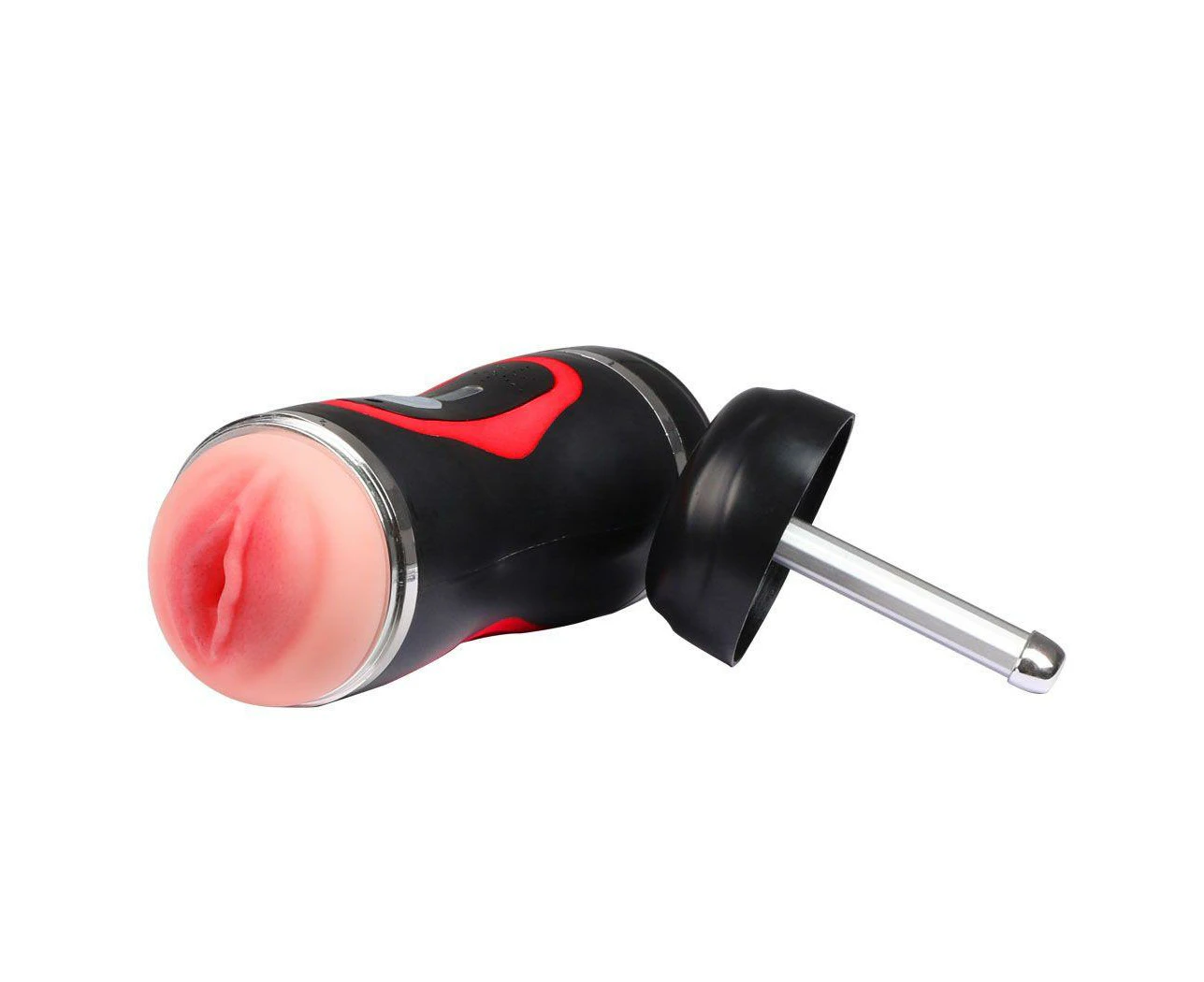 Vibrating Masturbation Cup Double Hole Heating - Black