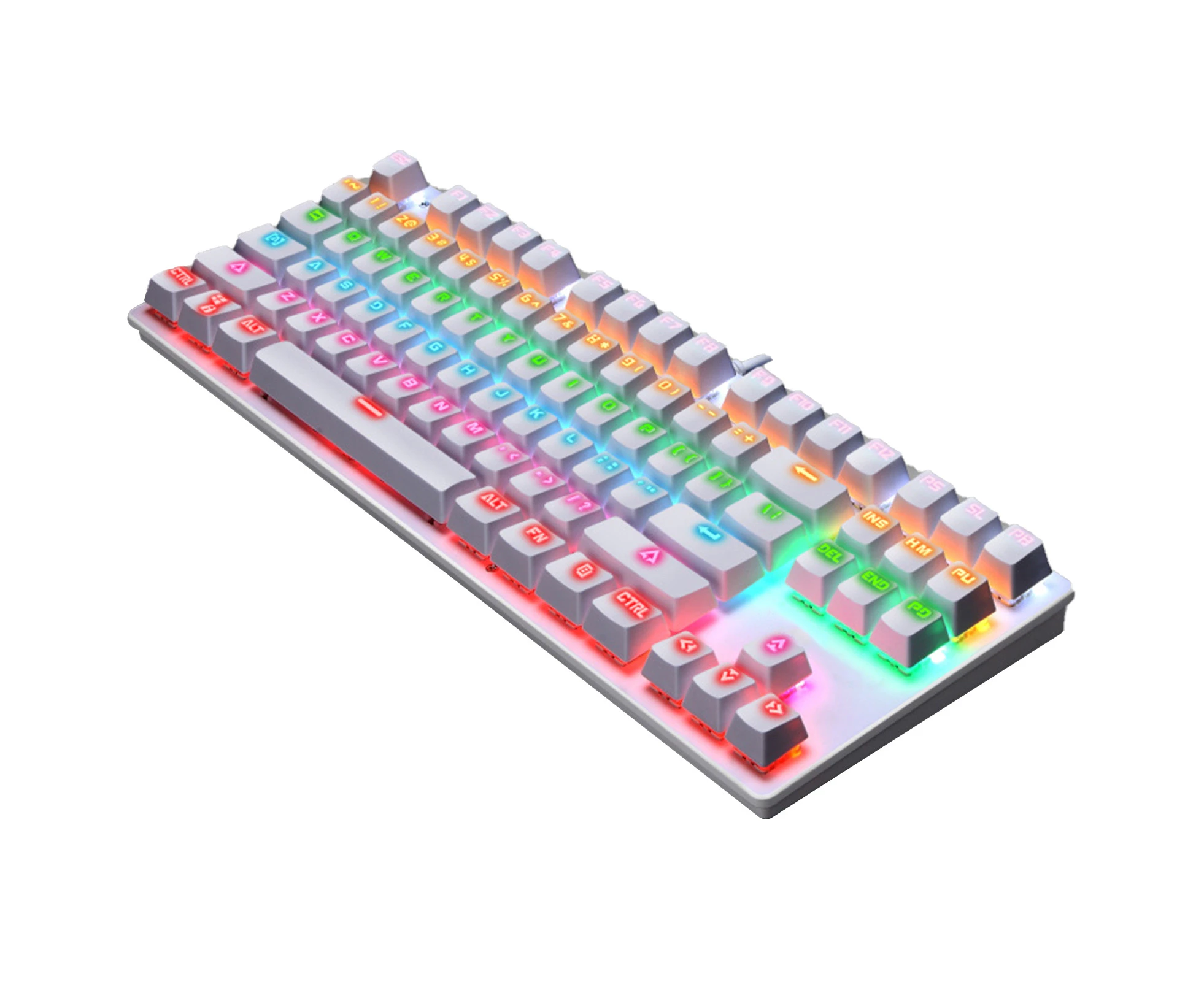 jgl K550 87 Keys USB Wired RGB Backlight Blue Switch Gaming Mechanical Keyboard-White - White