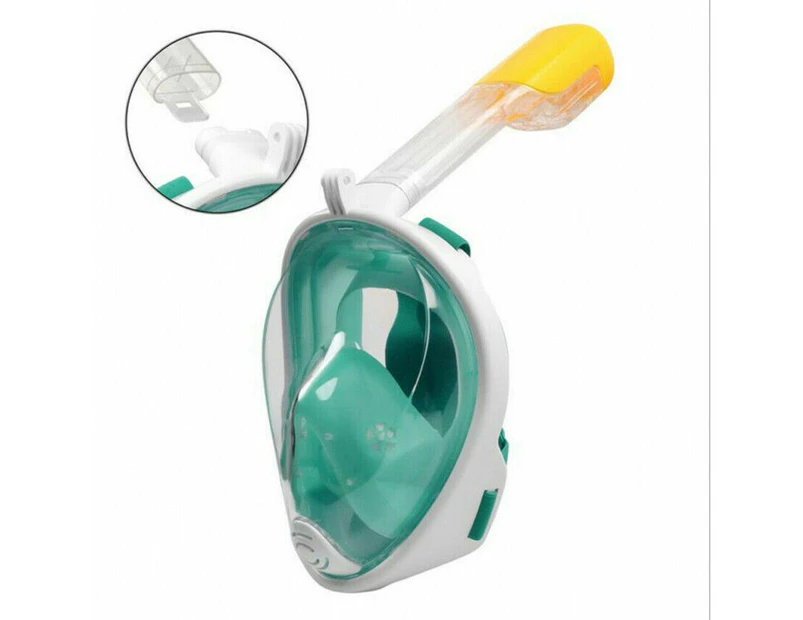 Adults Diving Snorkel Mask Detachable Full Face Swimming Snorkeling Mask Water Sports --Green