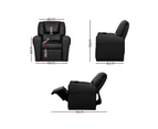Kids Recliner Chair Black Pu Leather Sofa Lounge Couch Children Armchair