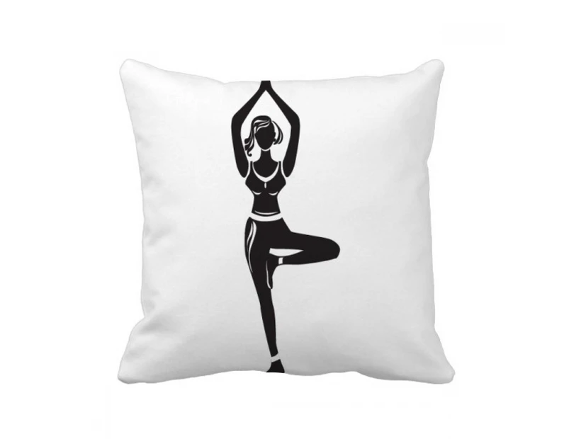 Yoga Girl Stand Keep Outline Throw Pillow Sleeping Sofa Cushion Cover