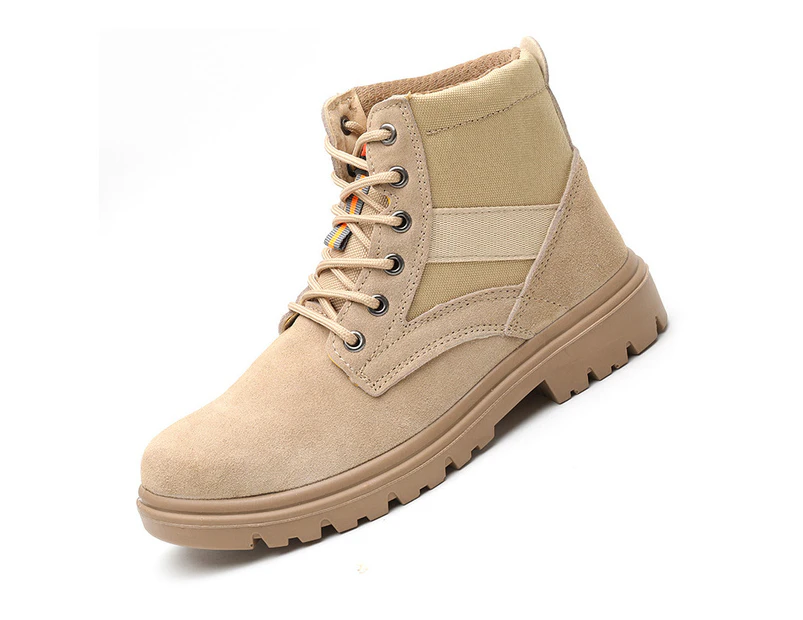 Men'S Industrial Safely Work Shoes Anti-Static Anti-Smashing And Anti-Piercing Women Boots Waterproof Hiking Footwear Beige