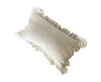 Ruffles Pillow Covers For Student Pure Color Breathable Lovely Pillow Cases For Dormitory Bedroom White 48X74Cm/18.9X29.1In