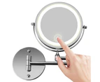 Wall-Mounted Vanity Mirror, 10x Magnification on Both Sides, LED Illuminated Bathroom Mirror, 360° Rotation