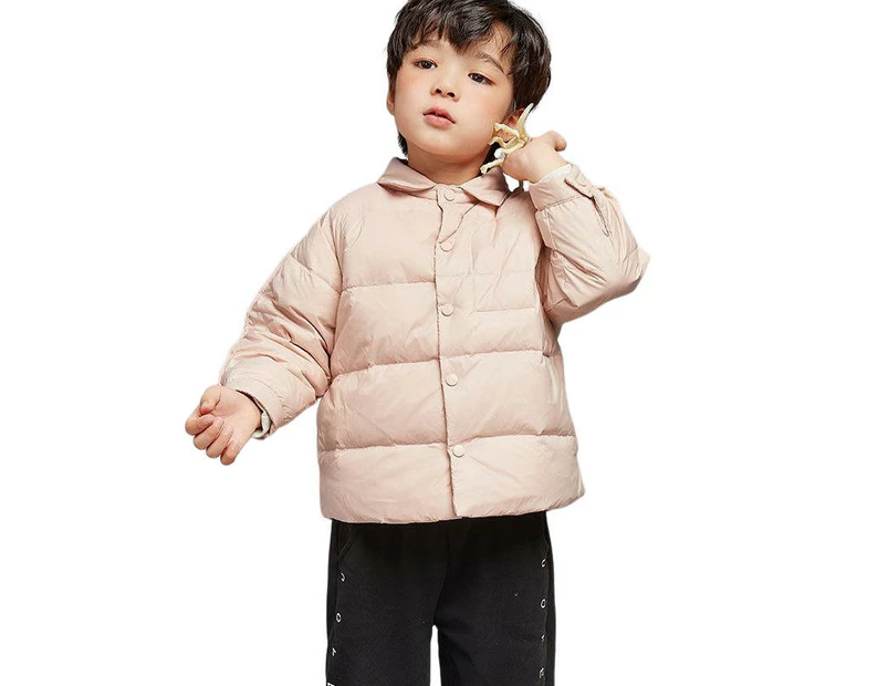 Dadawen Childrens Winter Coats Shirt Collar Lightweight Puffer Jacket-Pink