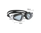 Adult Swimming Goggles, Large Frame, Male And Female, Waterproof, Anti-Fog, High-Definition, Flat-Light Diving Glasses, Silicone Goggles - Black